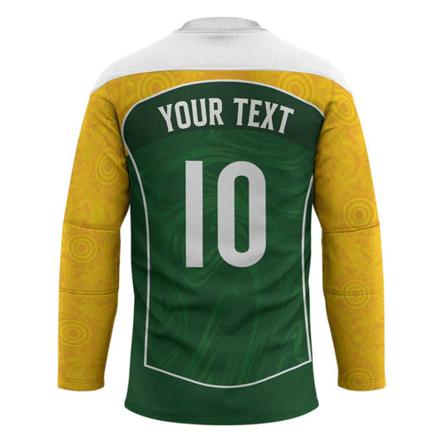 Custom Australia Football Hockey Jersey Aboriginal Pattern Sporty Style-Green Color - Aussie Hoodie