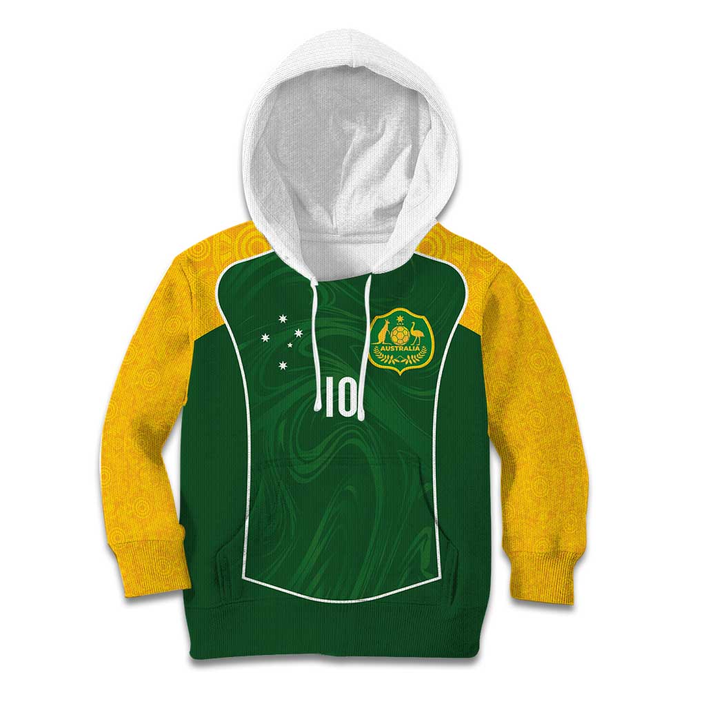 Custom Australia Football Kid Hoodie Aboriginal Pattern Sporty Style-Green Color - Aussie Hoodie