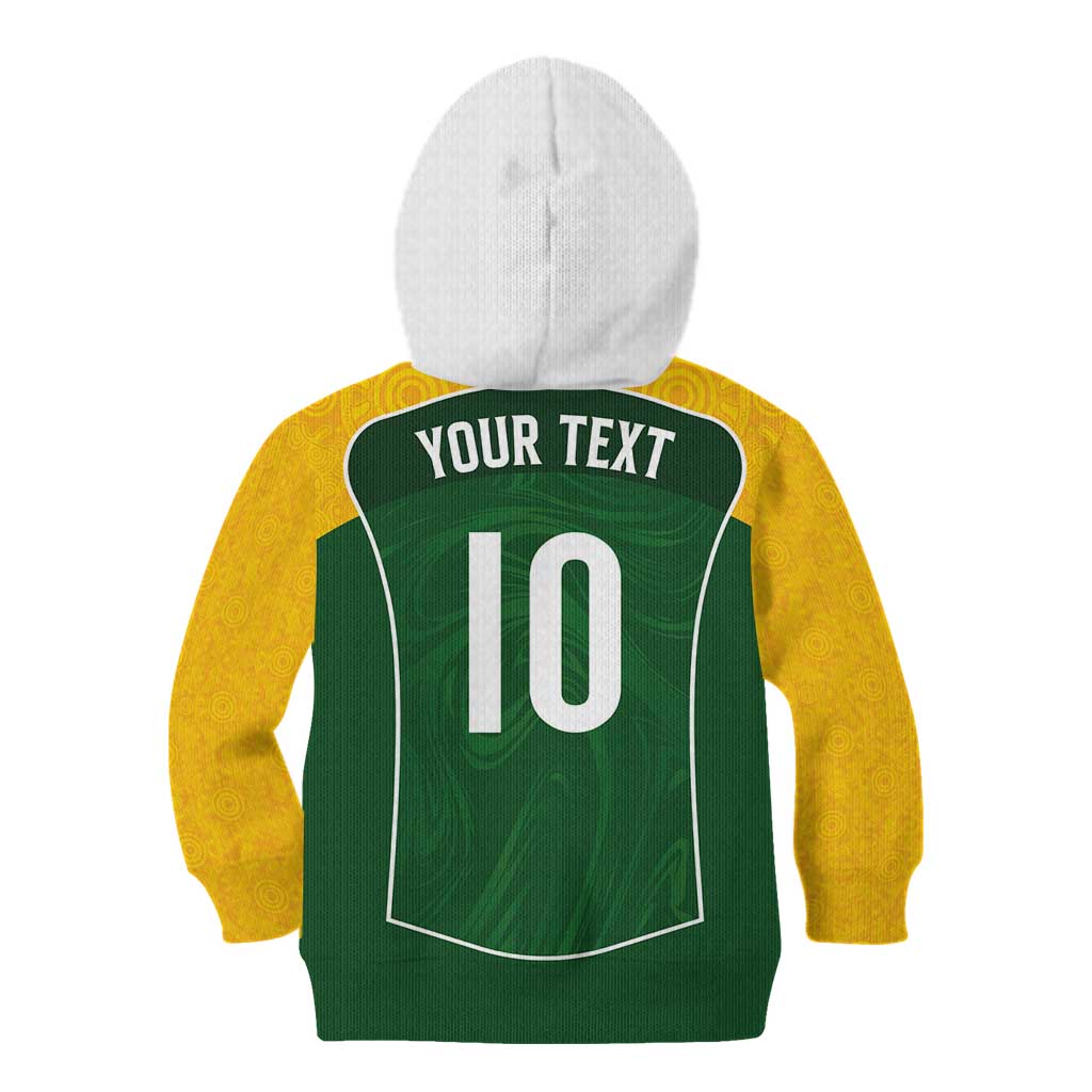 Custom Australia Football Kid Hoodie Aboriginal Pattern Sporty Style-Green Color - Aussie Hoodie