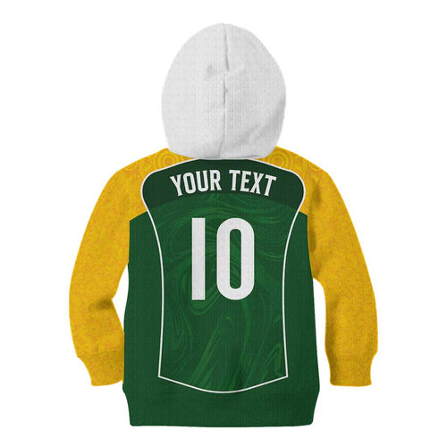 Custom Australia Football Kid Hoodie Aboriginal Pattern Sporty Style-Green Color - Aussie Hoodie