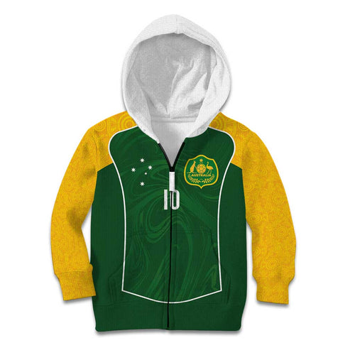 Custom Australia Football Kid Hoodie Aboriginal Pattern Sporty Style-Green Color - Aussie Hoodie