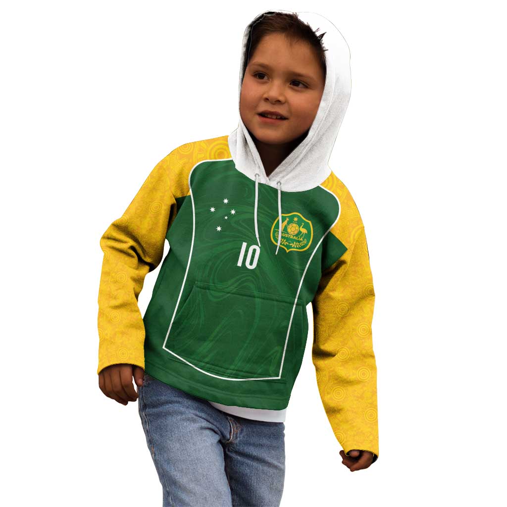 Custom Australia Football Kid Hoodie Aboriginal Pattern Sporty Style-Green Color - Aussie Hoodie