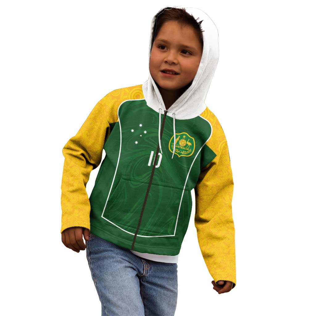 Custom Australia Football Kid Hoodie Aboriginal Pattern Sporty Style-Green Color - Aussie Hoodie