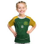 Custom Australia Football Kid T Shirt Aboriginal Pattern Sporty Style-Green Color - Aussie Hoodie