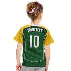 Custom Australia Football Kid T Shirt Aboriginal Pattern Sporty Style-Green Color - Aussie Hoodie