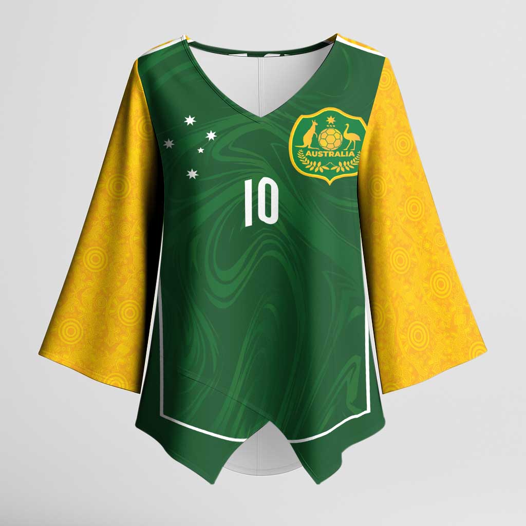 Custom Australia Football Kimono Sleeve Blouse Aboriginal Pattern Sporty Style-Green Color - Aussie Hoodie