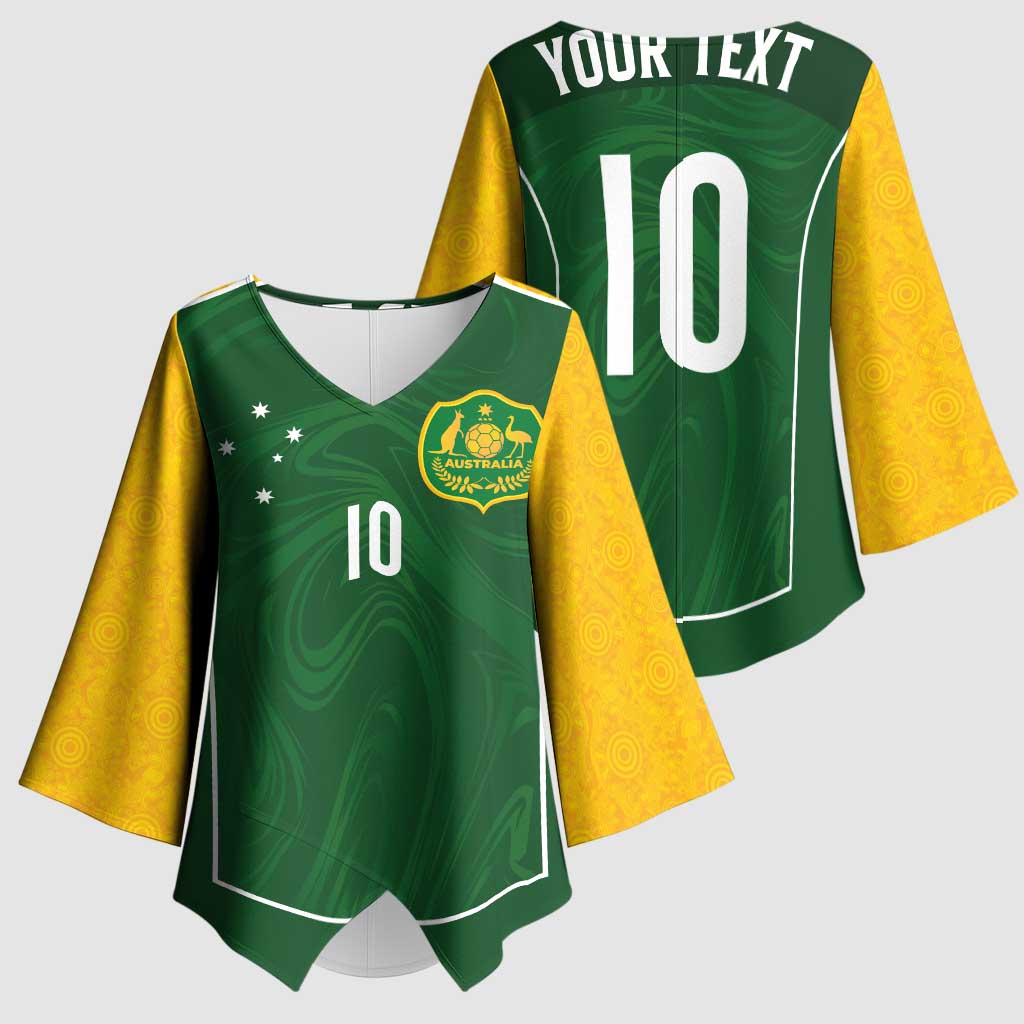 Custom Australia Football Kimono Sleeve Blouse Aboriginal Pattern Sporty Style-Green Color - Aussie Hoodie