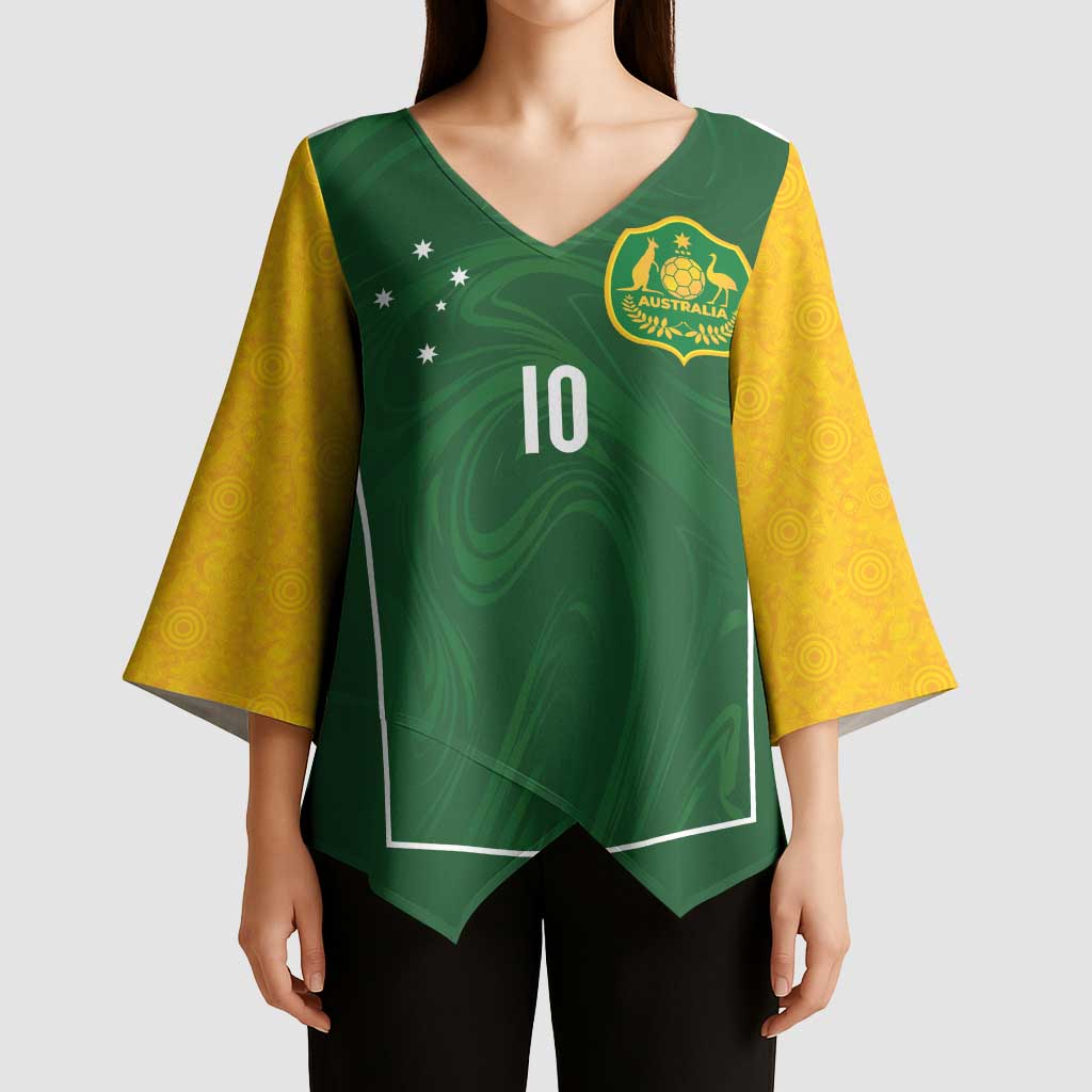 Custom Australia Football Kimono Sleeve Blouse Aboriginal Pattern Sporty Style-Green Color - Aussie Hoodie