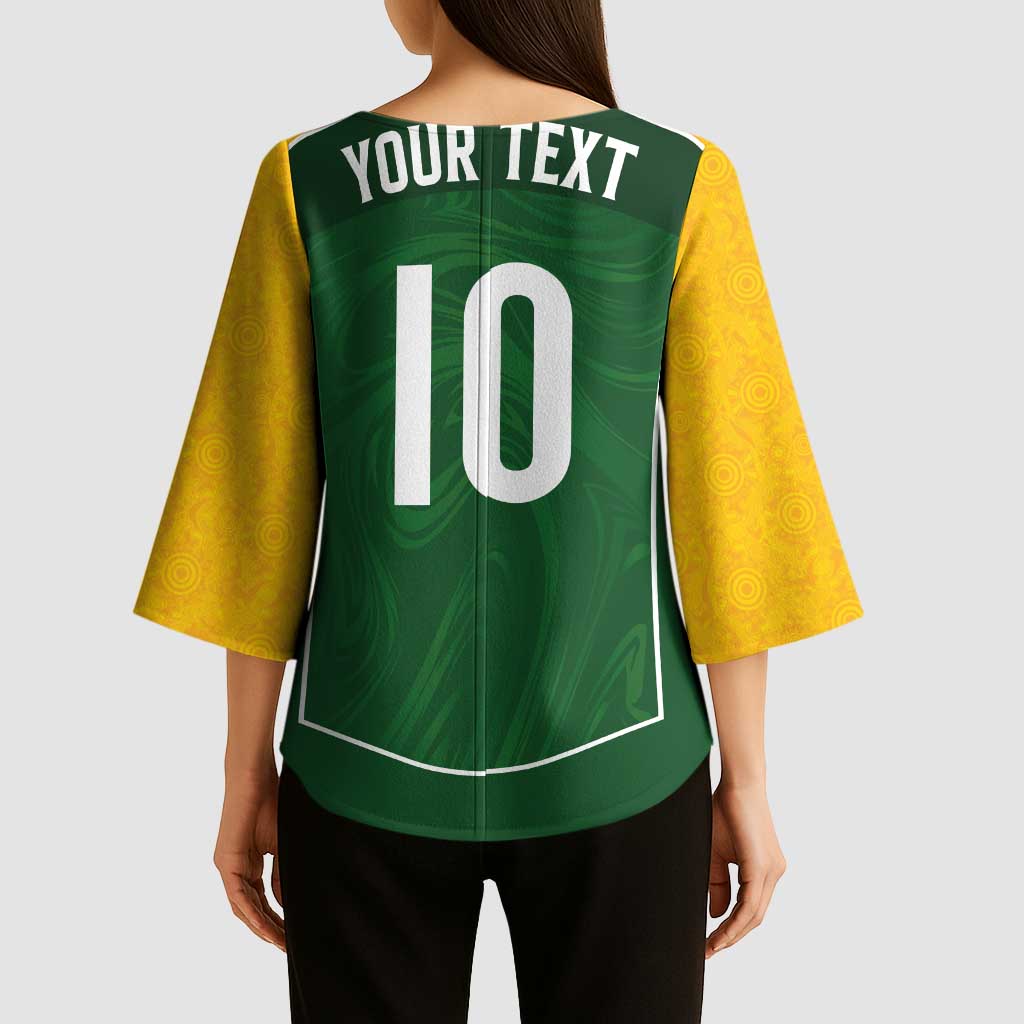 Custom Australia Football Kimono Sleeve Blouse Aboriginal Pattern Sporty Style-Green Color - Aussie Hoodie