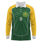 Custom Australia Football Long Sleeve Polo Shirt Aboriginal Pattern Sporty Style-Green Color - Aussie Hoodie