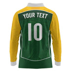 Custom Australia Football Long Sleeve Polo Shirt Aboriginal Pattern Sporty Style-Green Color - Aussie Hoodie