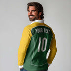 Custom Australia Football Long Sleeve Polo Shirt Aboriginal Pattern Sporty Style-Green Color - Aussie Hoodie