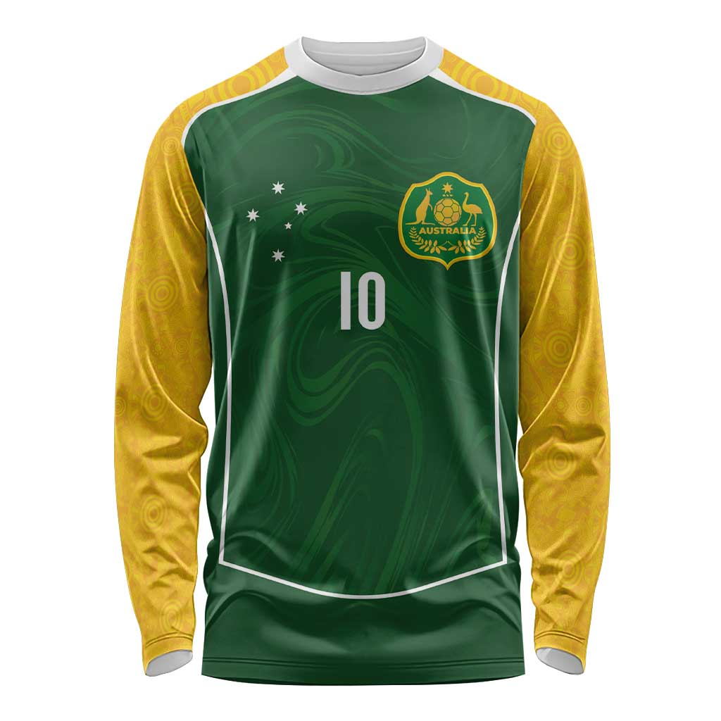 Custom Australia Football Long Sleeve Shirt Aboriginal Pattern Sporty Style-Green Color - Aussie Hoodie