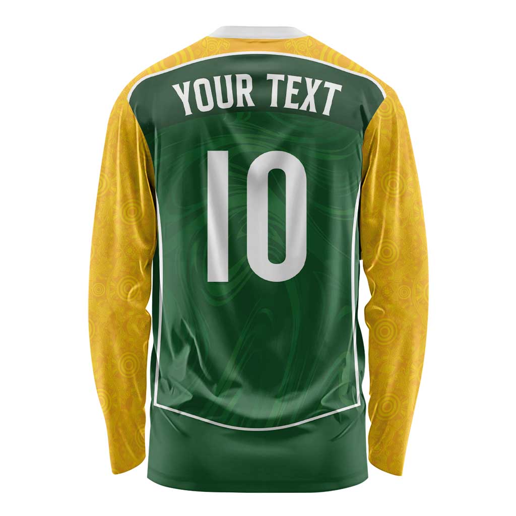 Custom Australia Football Long Sleeve Shirt Aboriginal Pattern Sporty Style-Green Color - Aussie Hoodie