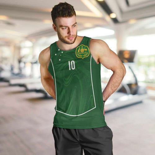 Custom Australia Football Men Tank Top Aboriginal Pattern Sporty Style-Green Color - Aussie Hoodie