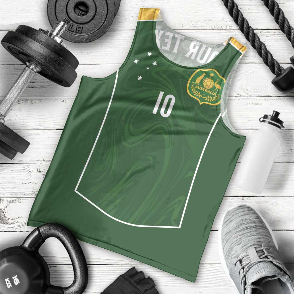 Custom Australia Football Men Tank Top Aboriginal Pattern Sporty Style-Green Color - Aussie Hoodie