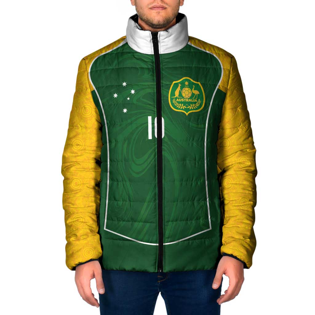 Custom Australia Football Padded Jacket Aboriginal Pattern Sporty Style-Green Color - Aussie Hoodie