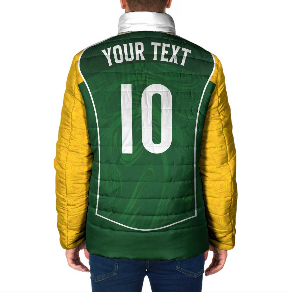 Custom Australia Football Padded Jacket Aboriginal Pattern Sporty Style-Green Color - Aussie Hoodie