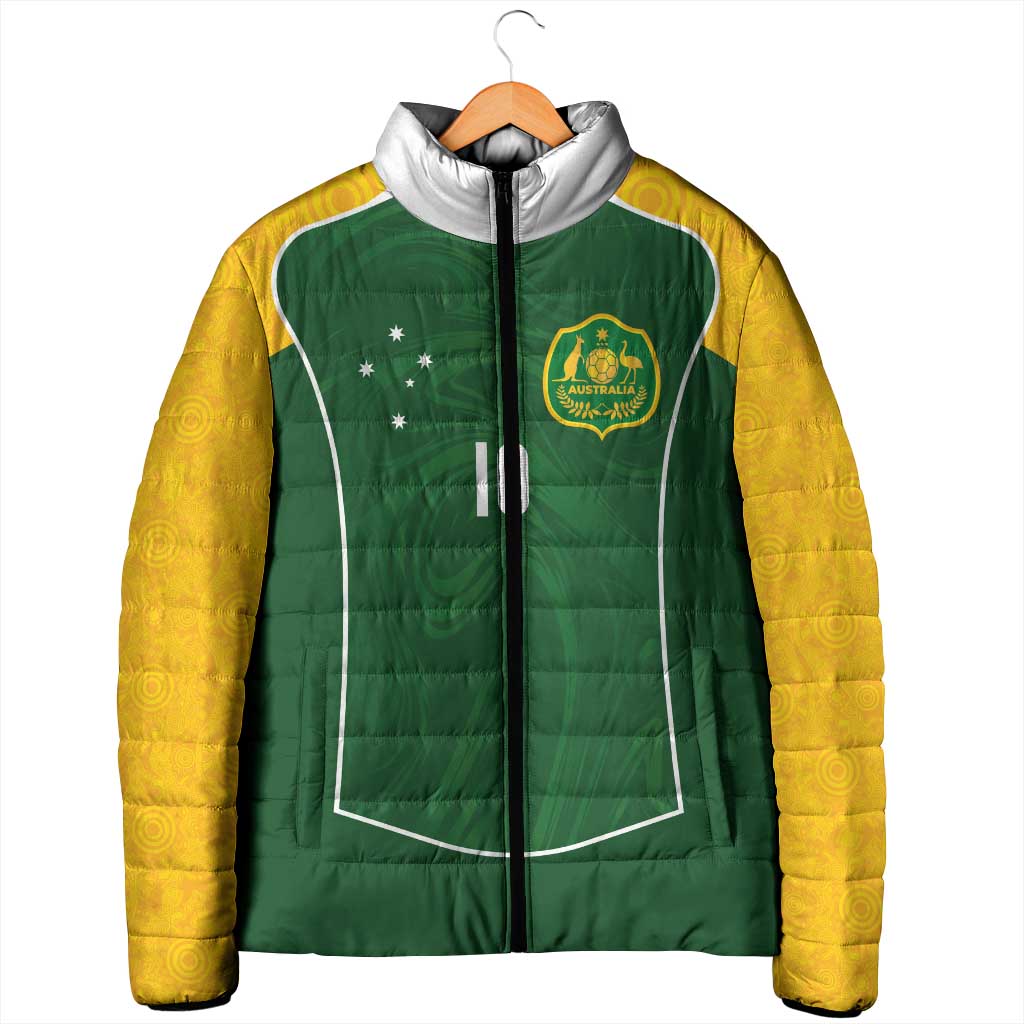 Custom Australia Football Padded Jacket Aboriginal Pattern Sporty Style-Green Color - Aussie Hoodie