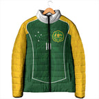 Custom Australia Football Padded Jacket Aboriginal Pattern Sporty Style-Green Color - Aussie Hoodie