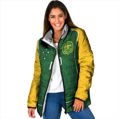 Custom Australia Football Padded Jacket Aboriginal Pattern Sporty Style-Green Color - Aussie Hoodie
