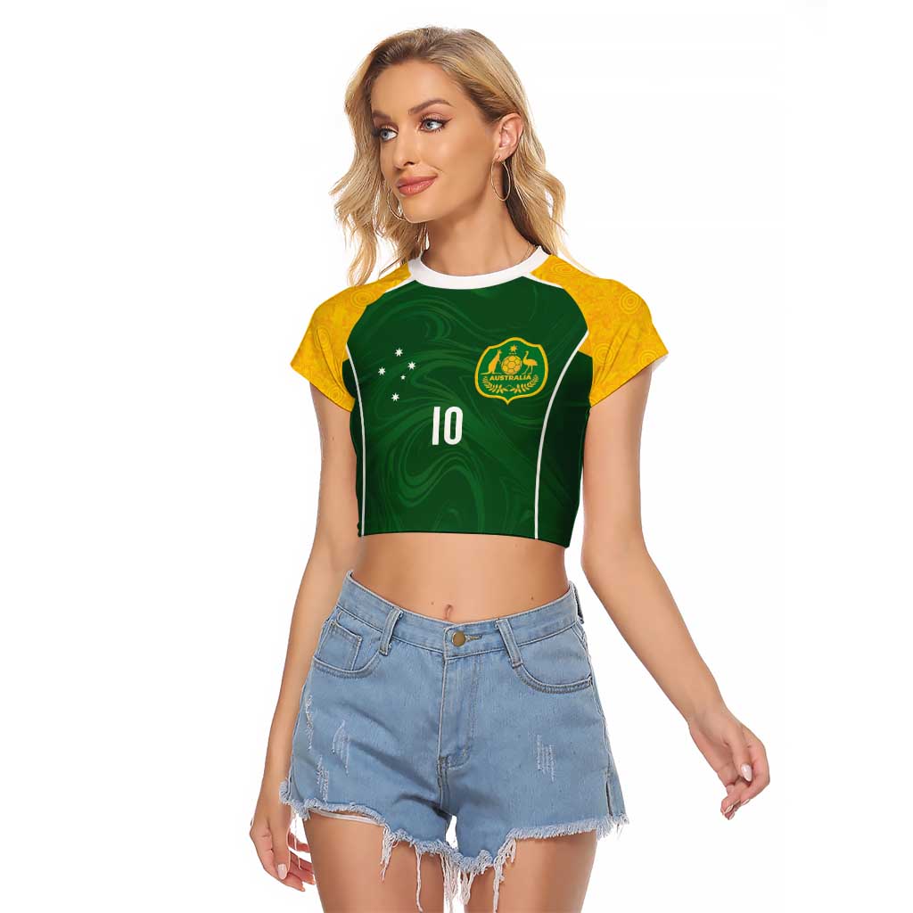 Custom Australia Football Raglan Cropped T Shirt Aboriginal Pattern Sporty Style-Green Color - Aussie Hoodie
