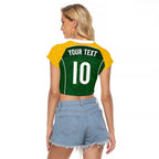 Custom Australia Football Raglan Cropped T Shirt Aboriginal Pattern Sporty Style-Green Color - Aussie Hoodie