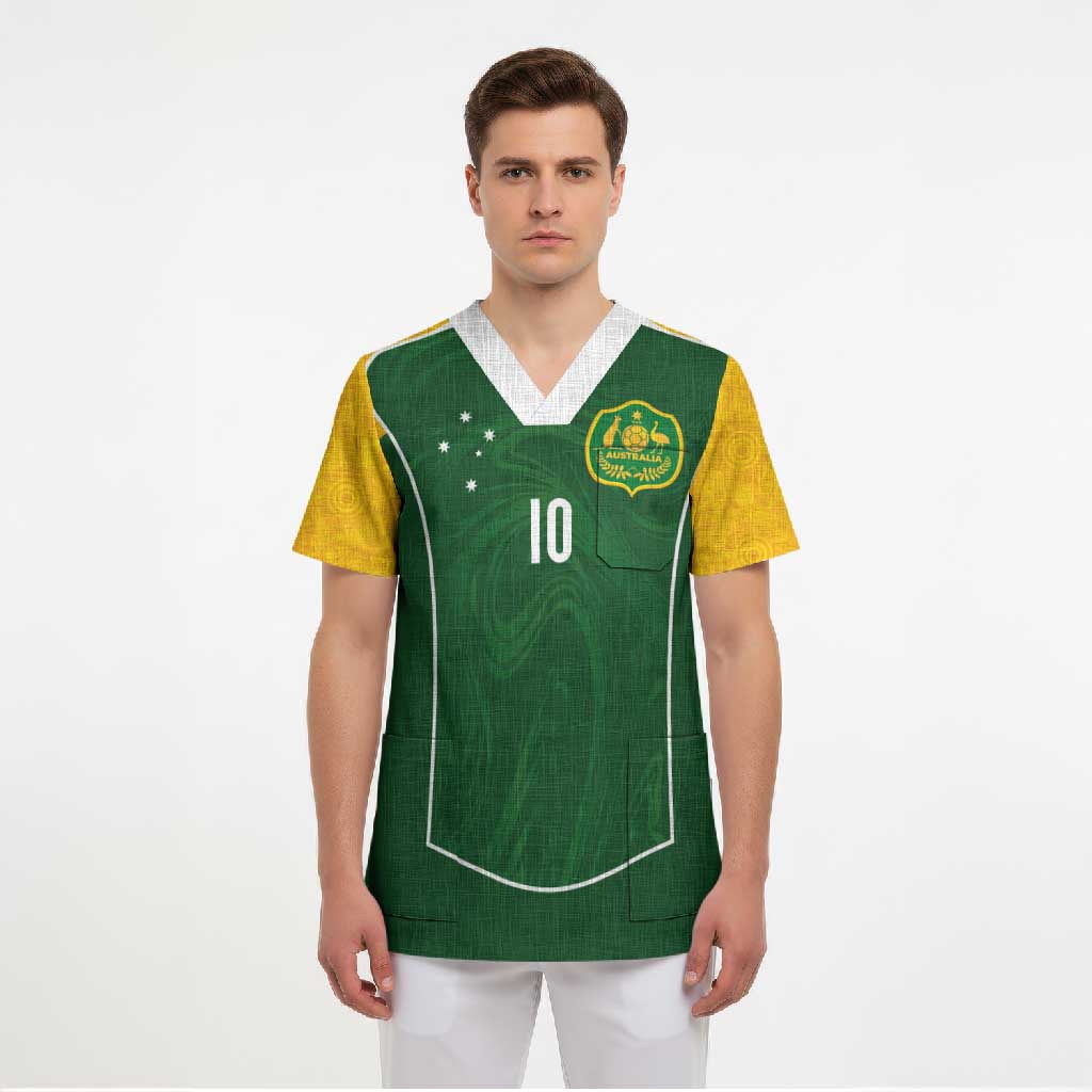 Custom Australia Football Scrub Top Aboriginal Pattern Sporty Style-Green Color - Aussie Hoodie