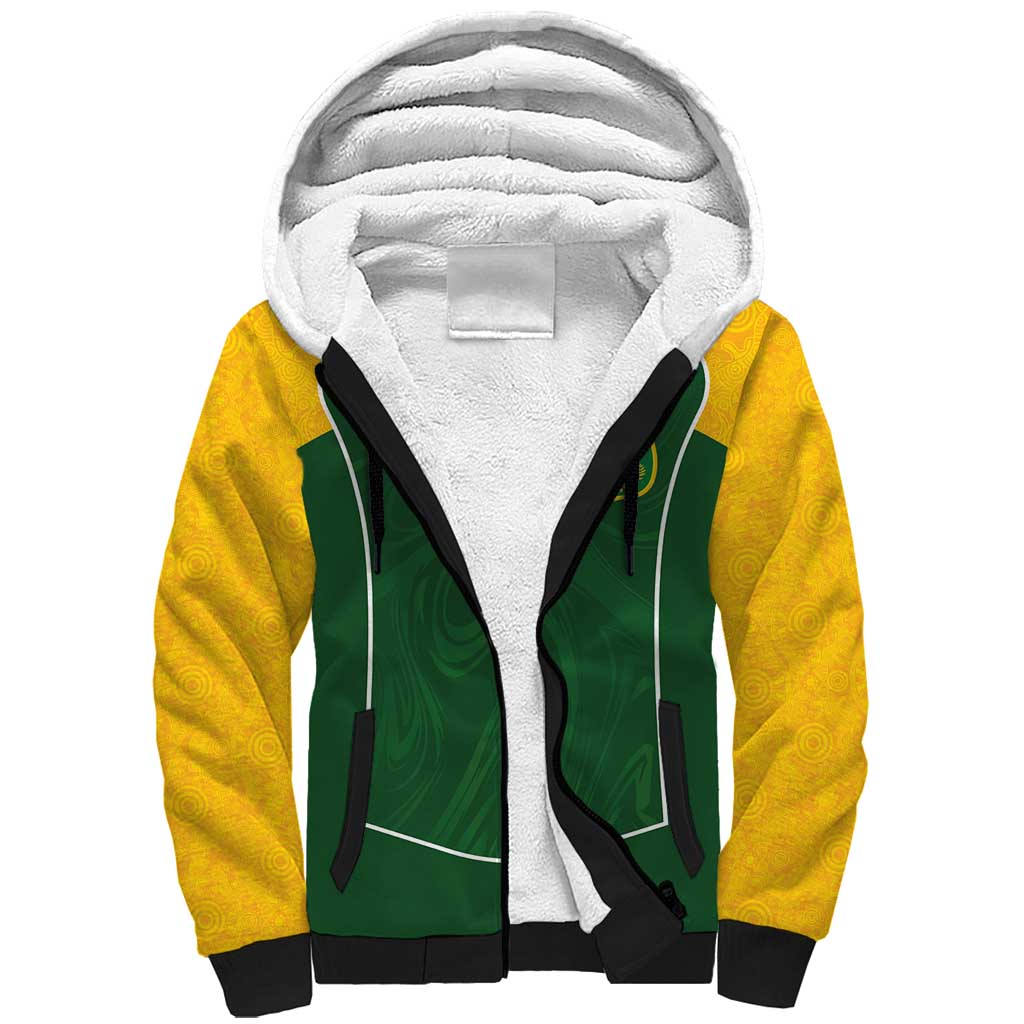 Custom Australia Football Sherpa Hoodie Aboriginal Pattern Sporty Style-Green Color - Aussie Hoodie