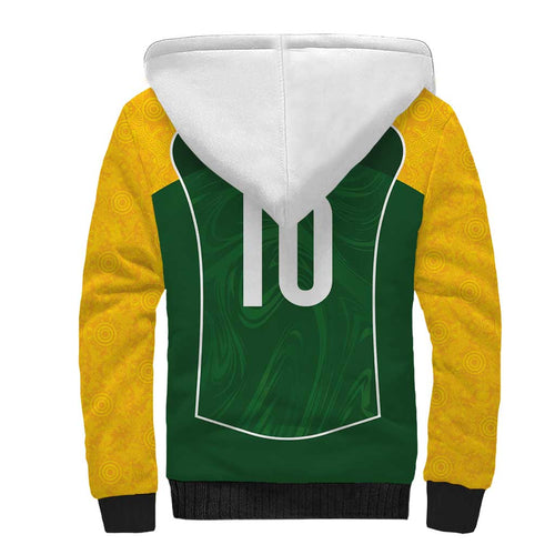 Custom Australia Football Sherpa Hoodie Aboriginal Pattern Sporty Style-Green Color - Aussie Hoodie