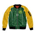 Custom Australia Football Sleeve Zip Bomber Jacket Aboriginal Pattern Sporty Style-Green Color - Aussie Hoodie