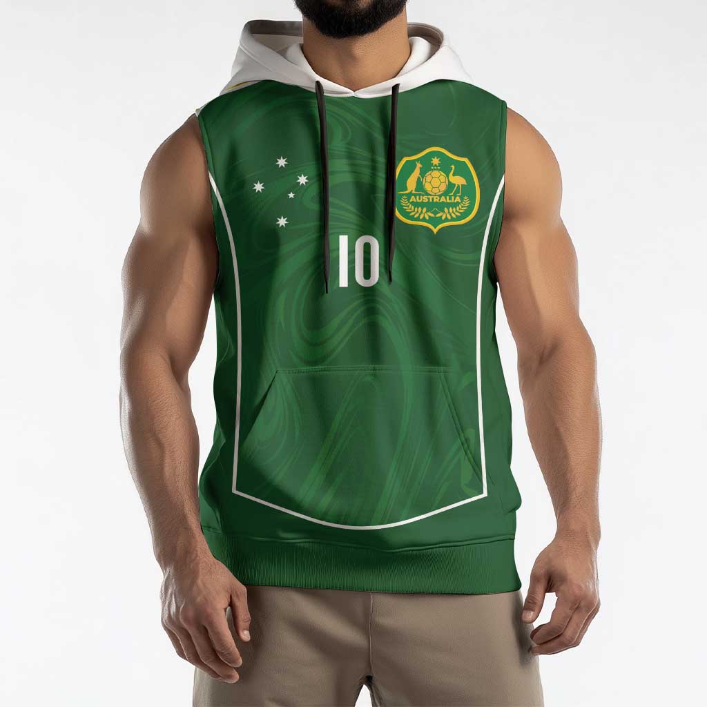 Custom Australia Football Sleeveless Hoodie Aboriginal Pattern Sporty Style-Green Color - Aussie Hoodie