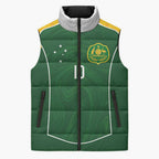 Custom Australia Football Sleeveless Puffer Jacket Aboriginal Pattern Sporty Style-Green Color - Aussie Hoodie