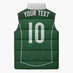 Custom Australia Football Sleeveless Puffer Jacket Aboriginal Pattern Sporty Style-Green Color - Aussie Hoodie