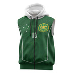 Custom Australia Football Sleeveless Zip Hoodie Aboriginal Pattern Sporty Style-Green Color - Aussie Hoodie