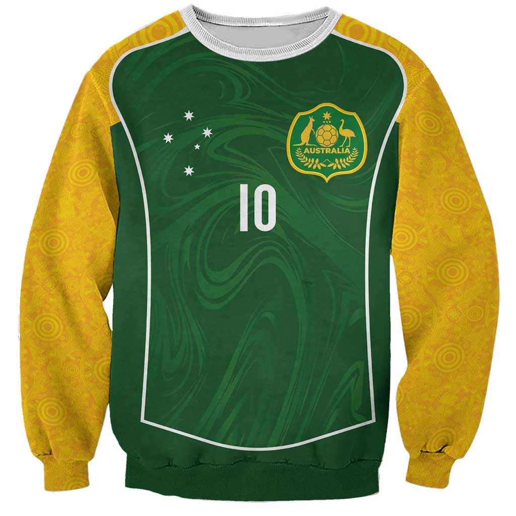 Custom Australia Football Sweatshirt Aboriginal Pattern Sporty Style-Green Color - Aussie Hoodie