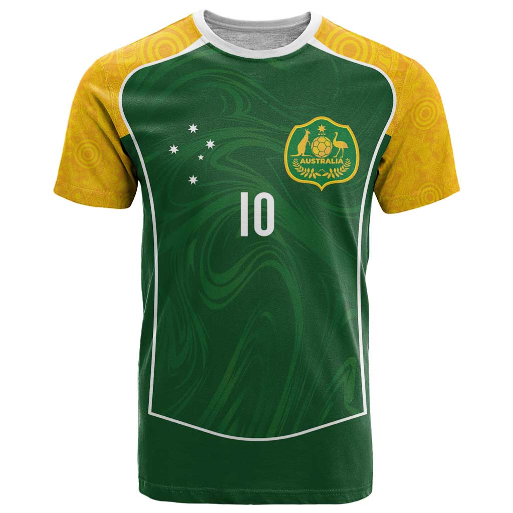 Custom Australia Football T Shirt Aboriginal Pattern Sporty Style-Green Color - Aussie Hoodie
