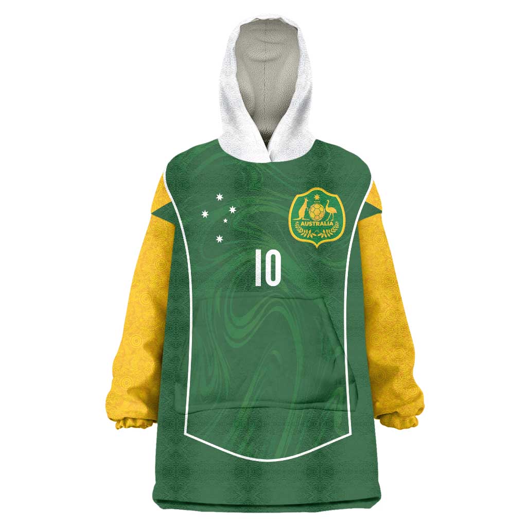 Custom Australia Football Wearable Blanket Hoodie Aboriginal Pattern Sporty Style-Green Color - Aussie Hoodie