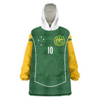 Custom Australia Football Wearable Blanket Hoodie Aboriginal Pattern Sporty Style-Green Color - Aussie Hoodie