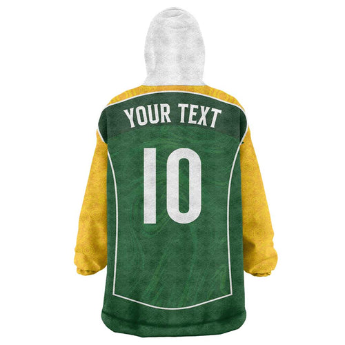 Custom Australia Football Wearable Blanket Hoodie Aboriginal Pattern Sporty Style-Green Color - Aussie Hoodie