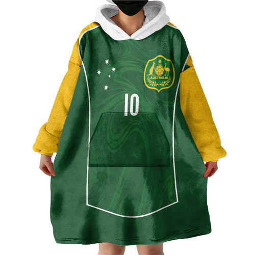 Custom Australia Football Wearable Blanket Hoodie Aboriginal Pattern Sporty Style-Green Color - Aussie Hoodie