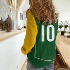 Custom Australia Football Women Casual Shirt Aboriginal Pattern Sporty Style-Green Color - Aussie Hoodie