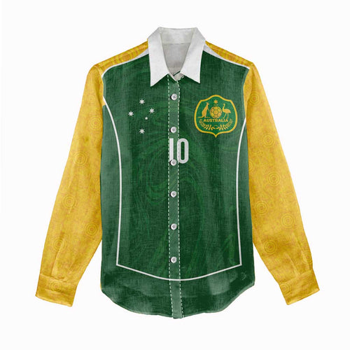 Custom Australia Football Women Casual Shirt Aboriginal Pattern Sporty Style-Green Color - Aussie Hoodie