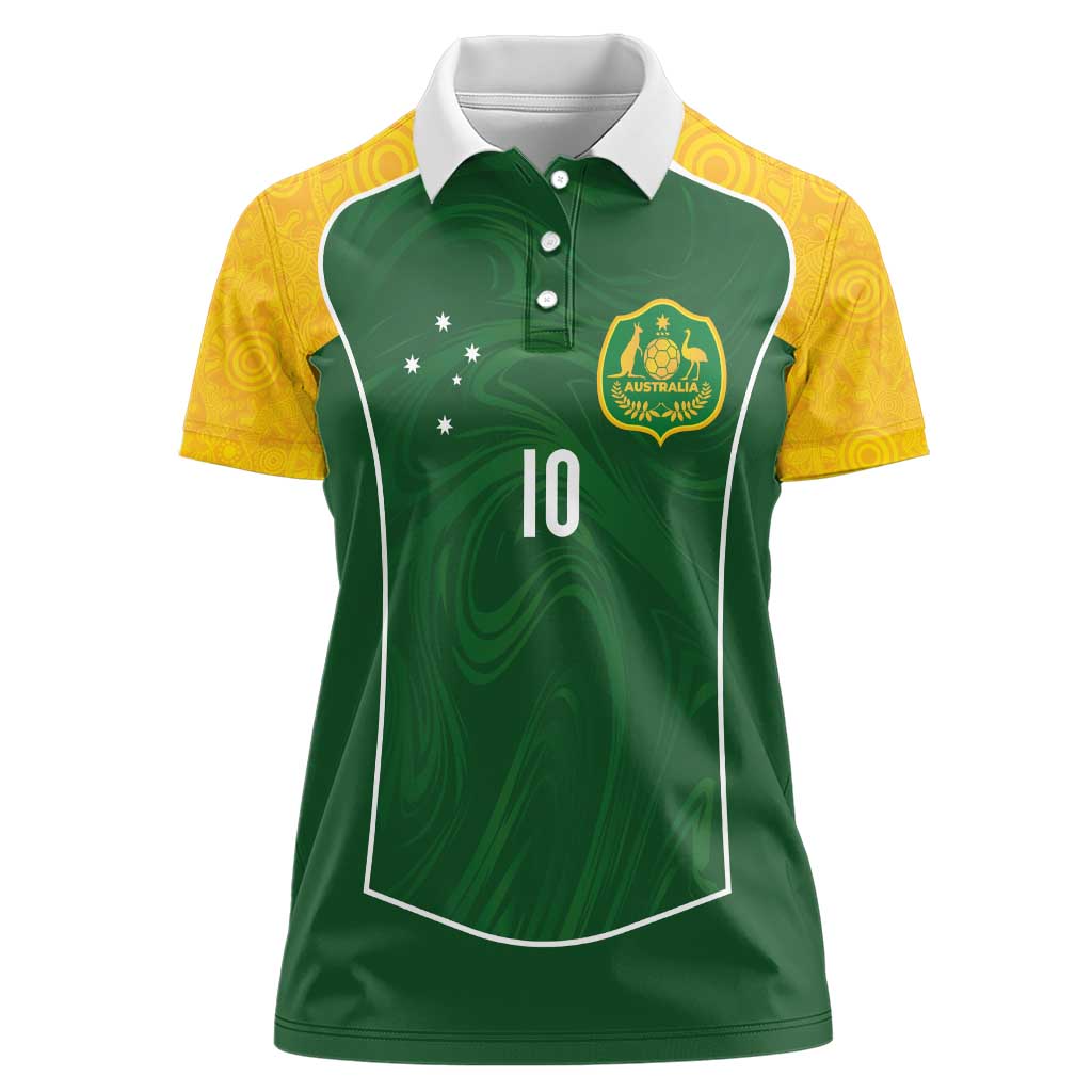 Custom Australia Football Women Polo Shirt Aboriginal Pattern Sporty Style-Green Color - Aussie Hoodie