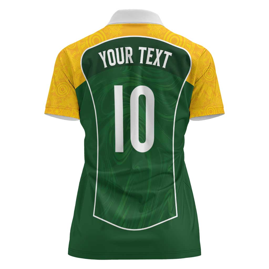 Custom Australia Football Women Polo Shirt Aboriginal Pattern Sporty Style-Green Color - Aussie Hoodie