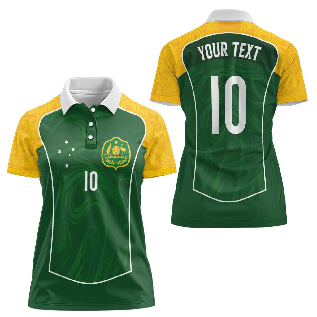 Custom Australia Football Women Polo Shirt Aboriginal Pattern Sporty Style-Green Color - Aussie Hoodie