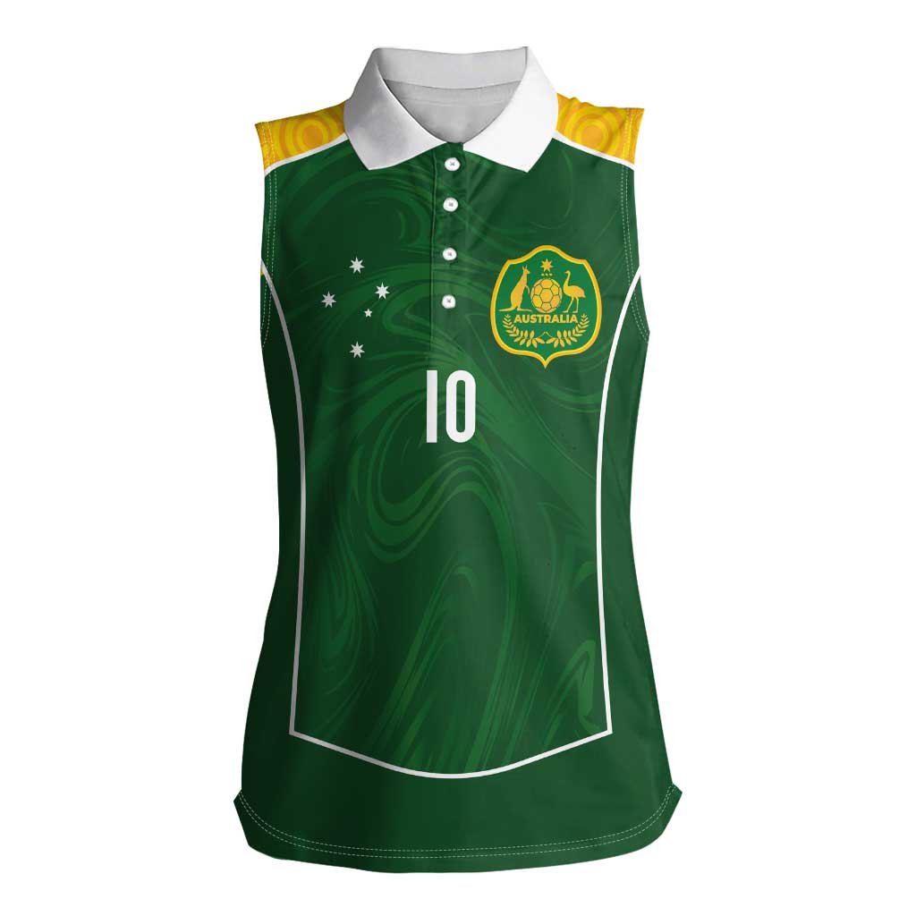 Custom Australia Football Women Sleeveless Polo Shirt Aboriginal Pattern Sporty Style-Green Color - Aussie Hoodie
