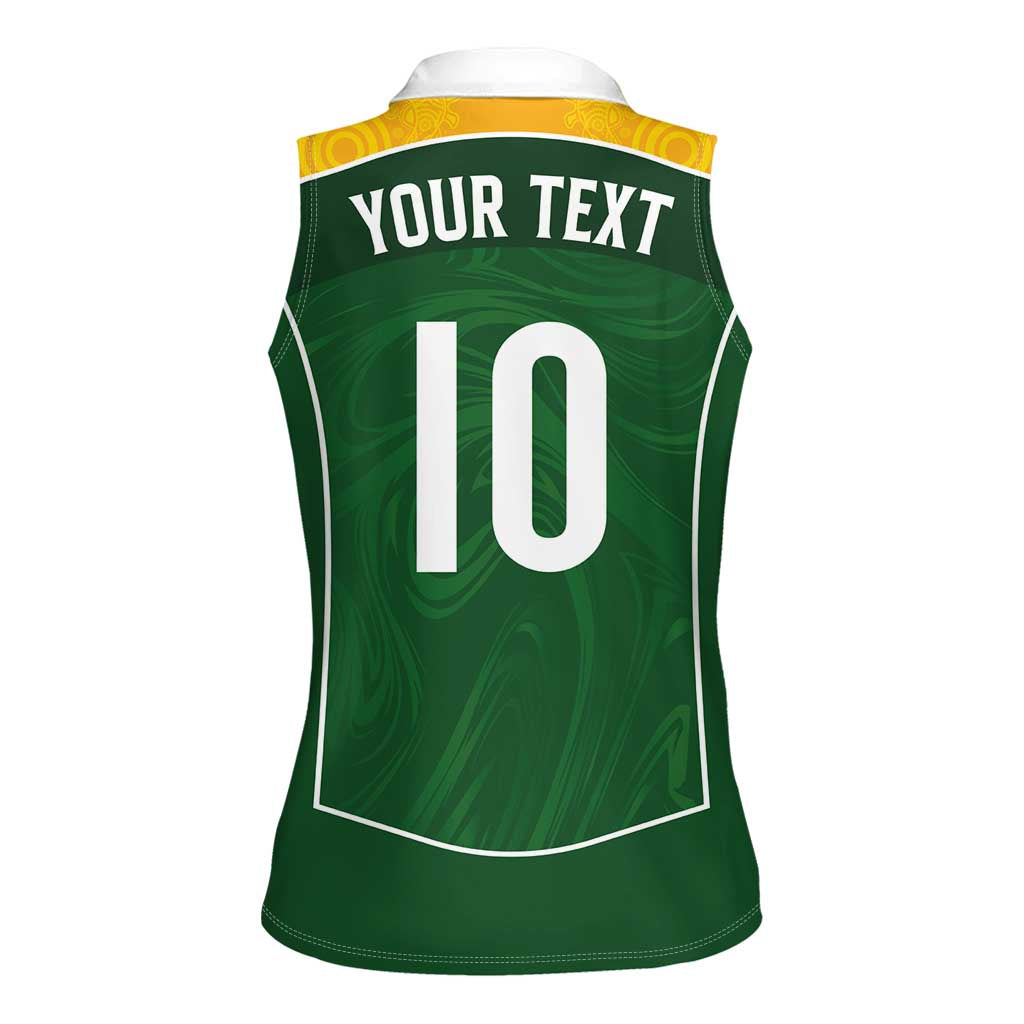 Custom Australia Football Women Sleeveless Polo Shirt Aboriginal Pattern Sporty Style-Green Color - Aussie Hoodie