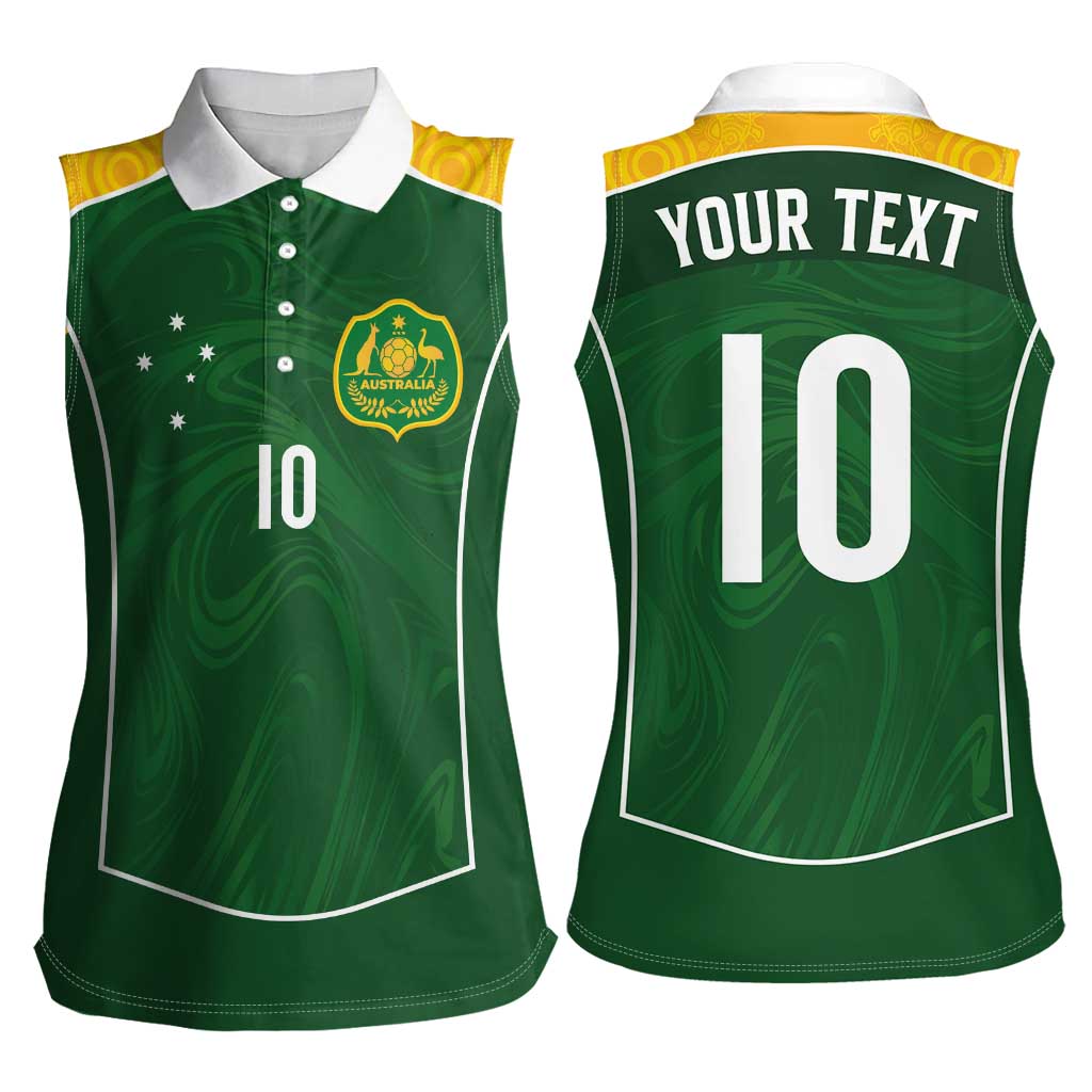 Custom Australia Football Women Sleeveless Polo Shirt Aboriginal Pattern Sporty Style-Green Color - Aussie Hoodie