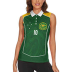 Custom Australia Football Women Sleeveless Polo Shirt Aboriginal Pattern Sporty Style-Green Color - Aussie Hoodie